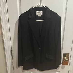 Jones New York Black Blazer with Pinstripe Accents